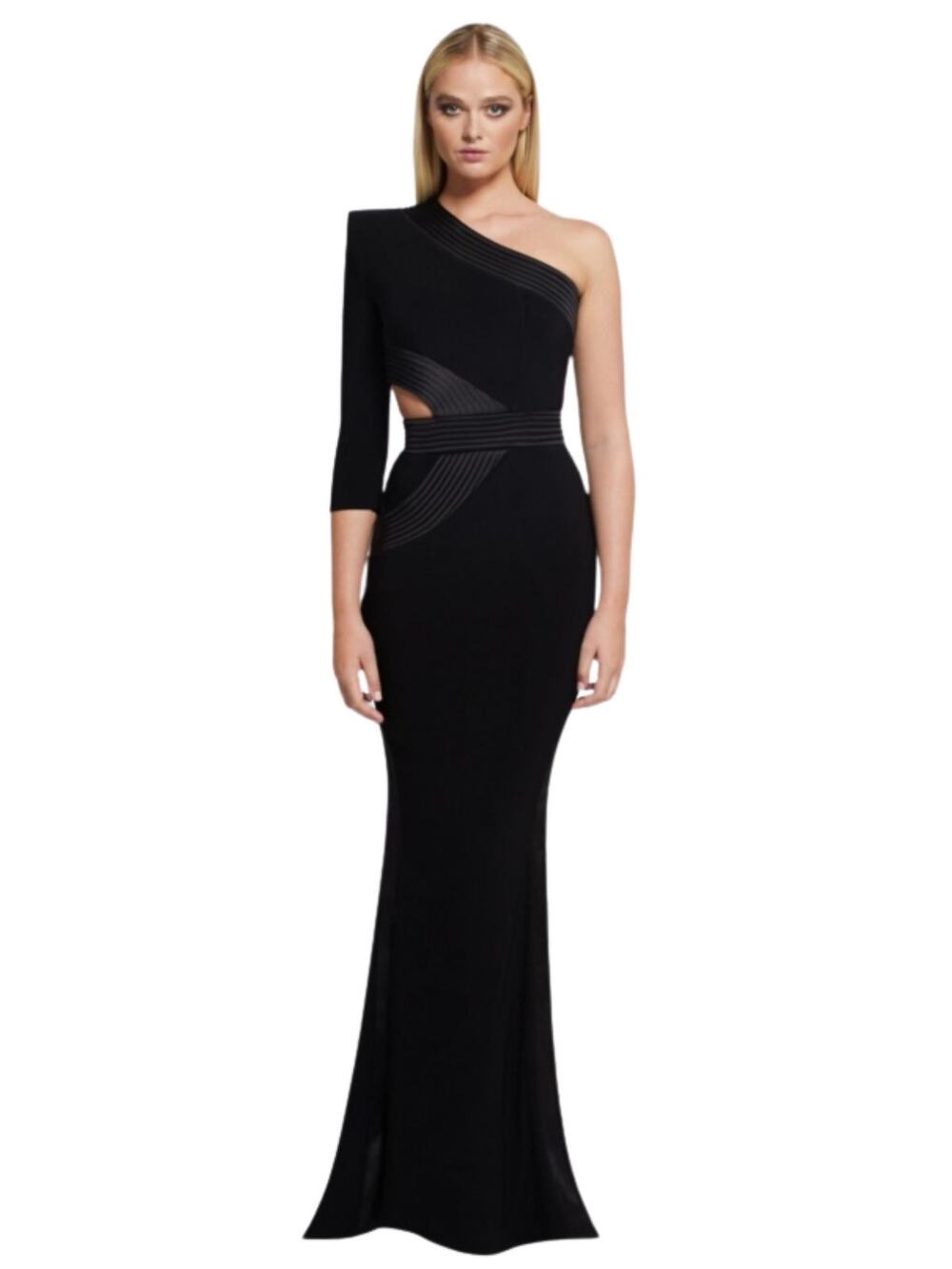 Zhivago Circus Delirium One Shoulder Cutout Maxi Gown Black Women's US 8 NWT